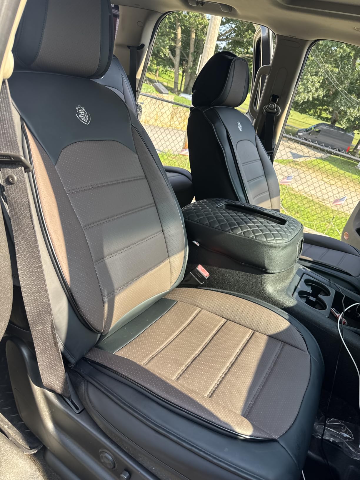 7 Seats for Chevy Tahoe Seat Covers 2007-2026, Black Coffee | Breathable Full Coverage Protection, Waterproof NAPPA Leather, Compatible Airbag and Armrests, Foldable Rear Seat Access customer photo 1