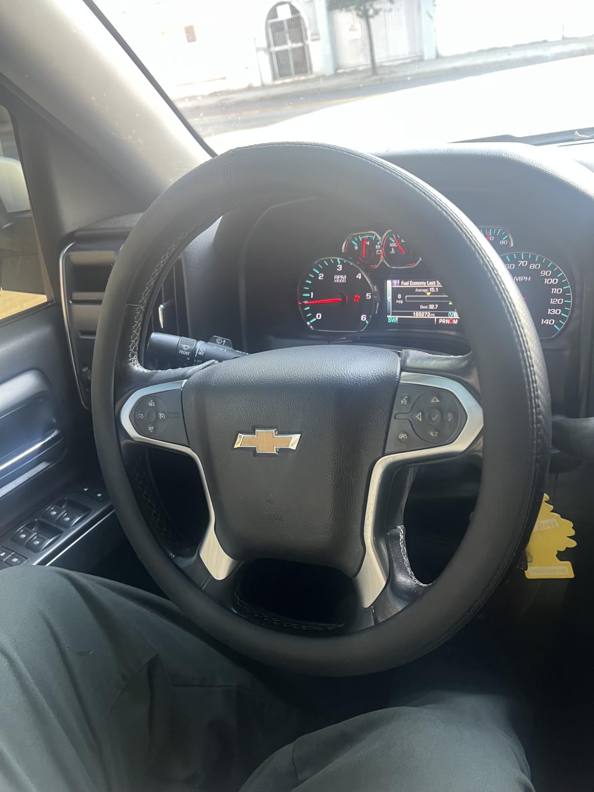 Steering Wheel Cover for Chevy Silverado 1500 2500 3500 1999-2026, Black | Nappa Leather, Carbon Fiber Texture, Anti-slip Grip, Non-slip, Standard Size 14.5-15 Inch customer photo 2