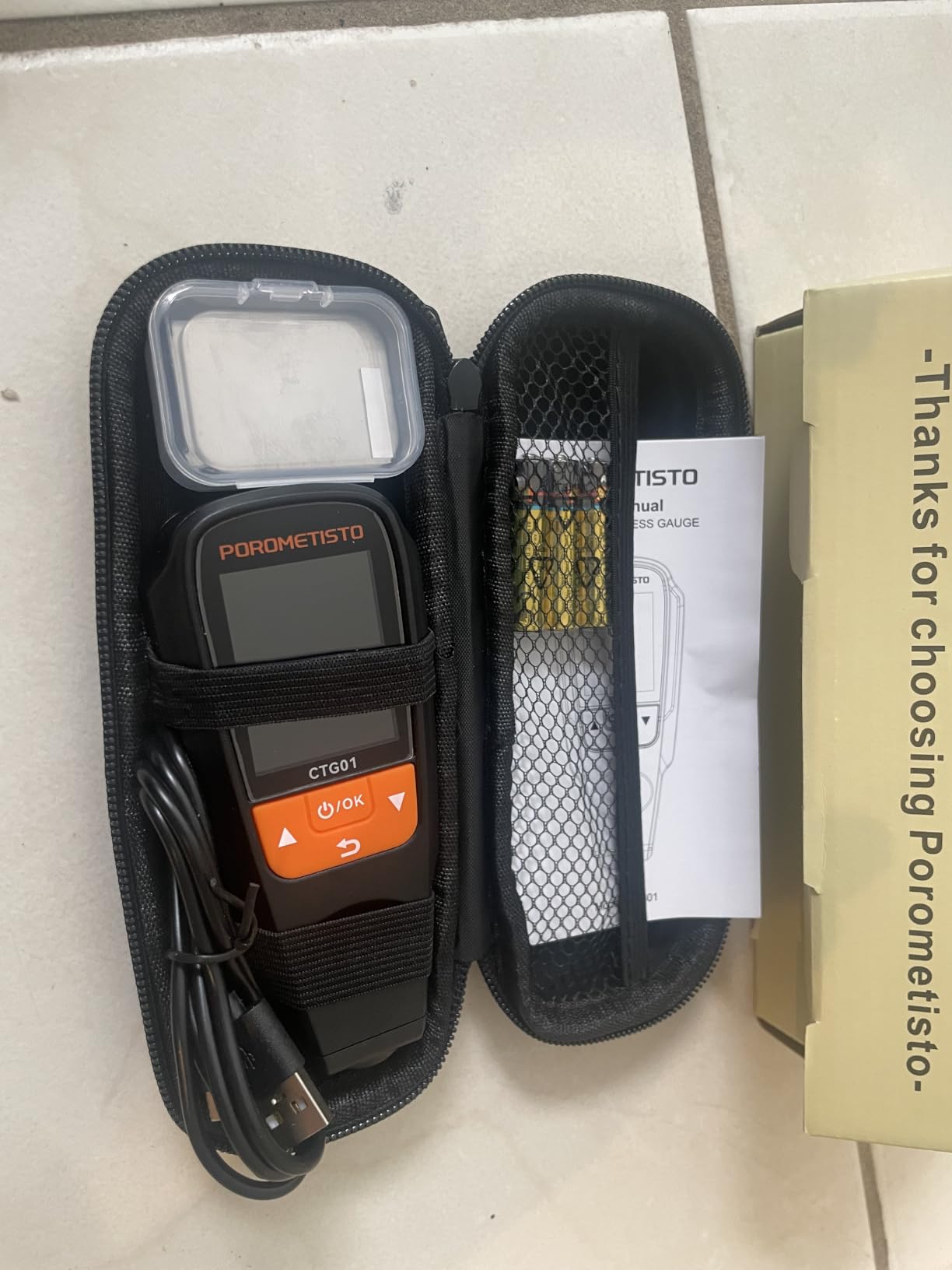 Paint Thickness Gauge for Cars POROMETISTO,0-2000μm Coating Thickness Meter | 2 Modes for Measure and Calibration, Data Export Storage, 0.1μm Res Paint Depth Gauge, 2