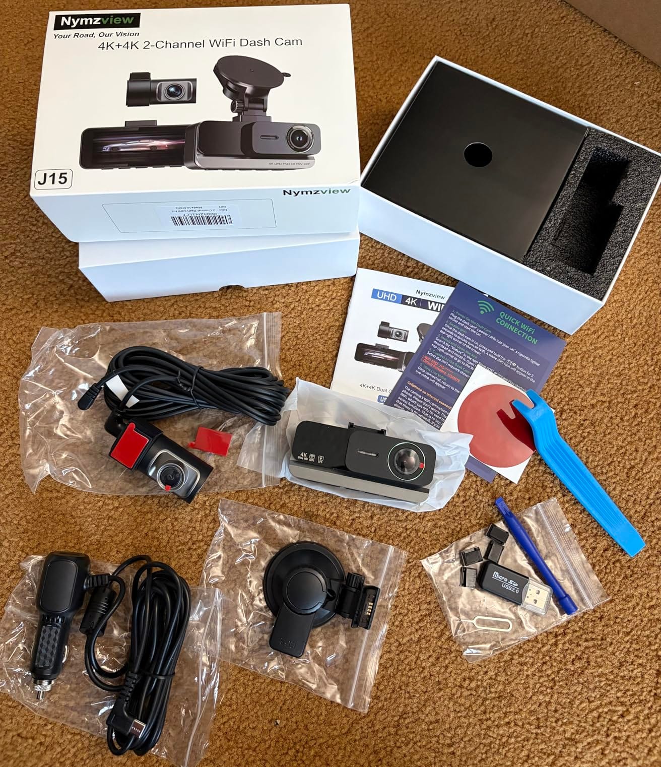 4K+4K Dash Cam Front and Rear, Free 128GB Card Included, 5.8GHz WiFi-20MB/s Fast Download, Dash Camera for Cars with Accurate GPS, G-Sensor, WDR Night Vision, 3.39