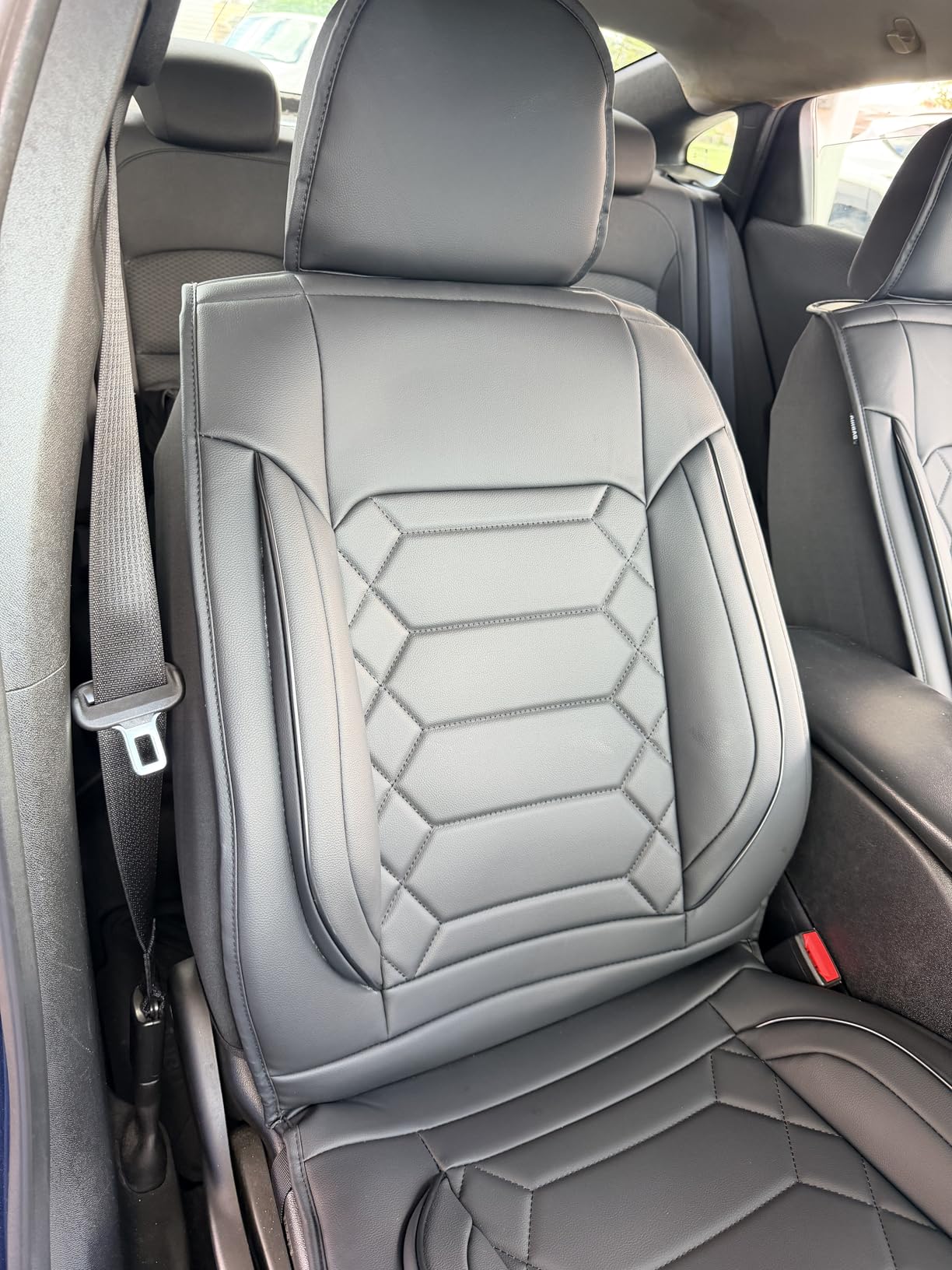 Car Seat Covers for Chevrolet/Chevy Tahoe 2000-2026 Full Set 5 Seat | Upgraded Full Coverage Premium Breathable Leather, Scratch Resistant, Airbag Compatible, Waterproof & All-Weather, Black customer photo 2