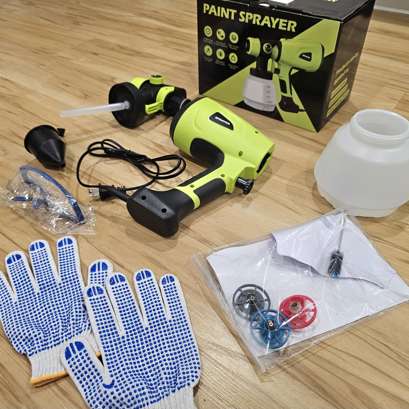 1000W High Power Paint Sprayer - HVLP Electric Spray Paint Gun with 4 Copper Nozzles & 3 Patterns, Large Capacity Power Painter for Furniture, Cabinets, Fence & House Painting Blue customer photo 1