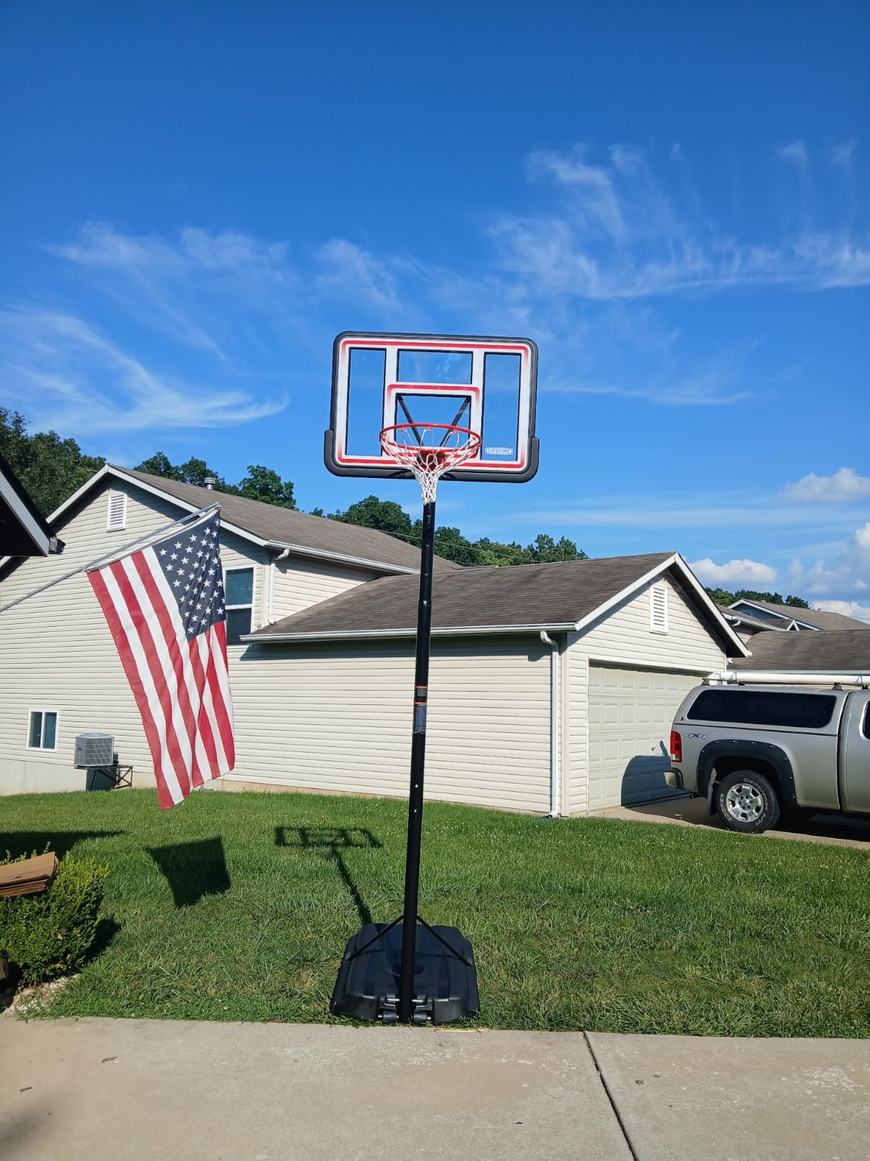 Lifetime Portable Basketball Hoop, Adjustable Height 7.5-10 Ft, 44 Inch Shatterproof Fusion Backboard, Base with Wheels customer photo 1