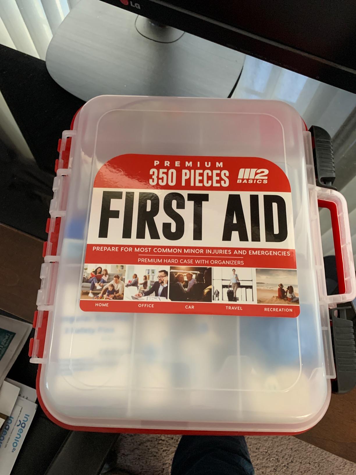 M2 BASICS 350 Piece Professional Wall-Mount First Aid Kit, Business, Home customer photo 1