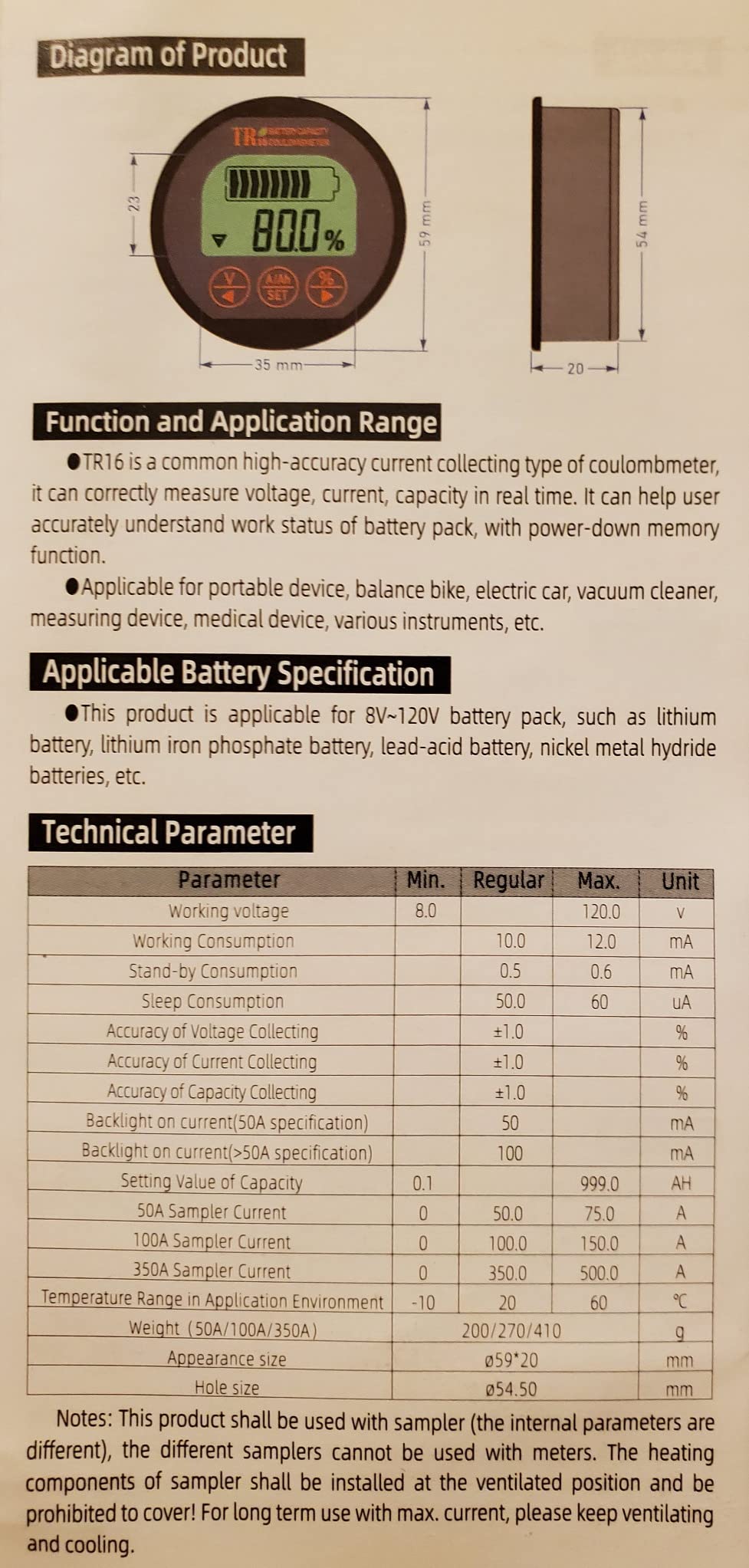 QWORK Battery Monitor Voltmeter Ammeter, Voltage Range 8V-80V and up to 500A, Voltage Current Meter with 13 ft Custom Cable customer photo 2