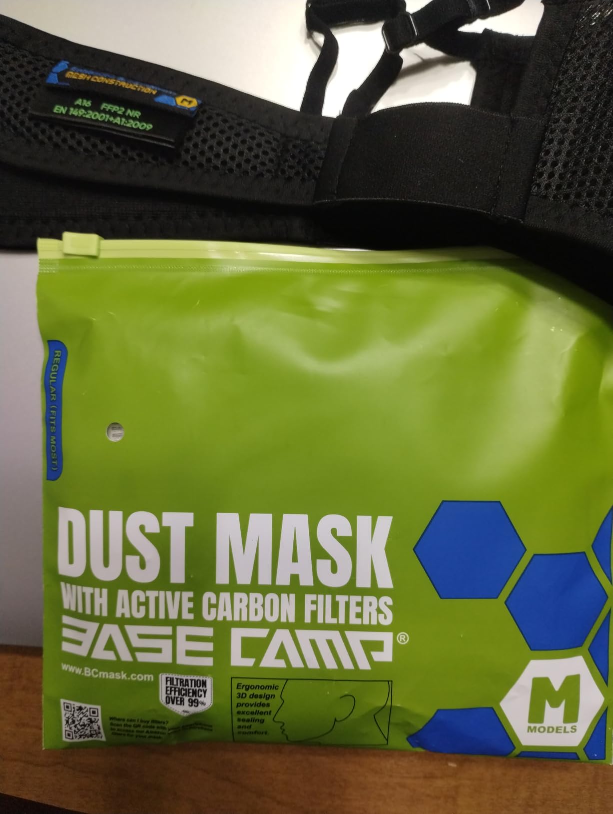 BASE CAMP M Plus Dust Mask, Breathable Reusable Face Mask with 6 Activated Carbon Filters for Woodworking Construction Mowing Grinding (Modern1) customer photo 2