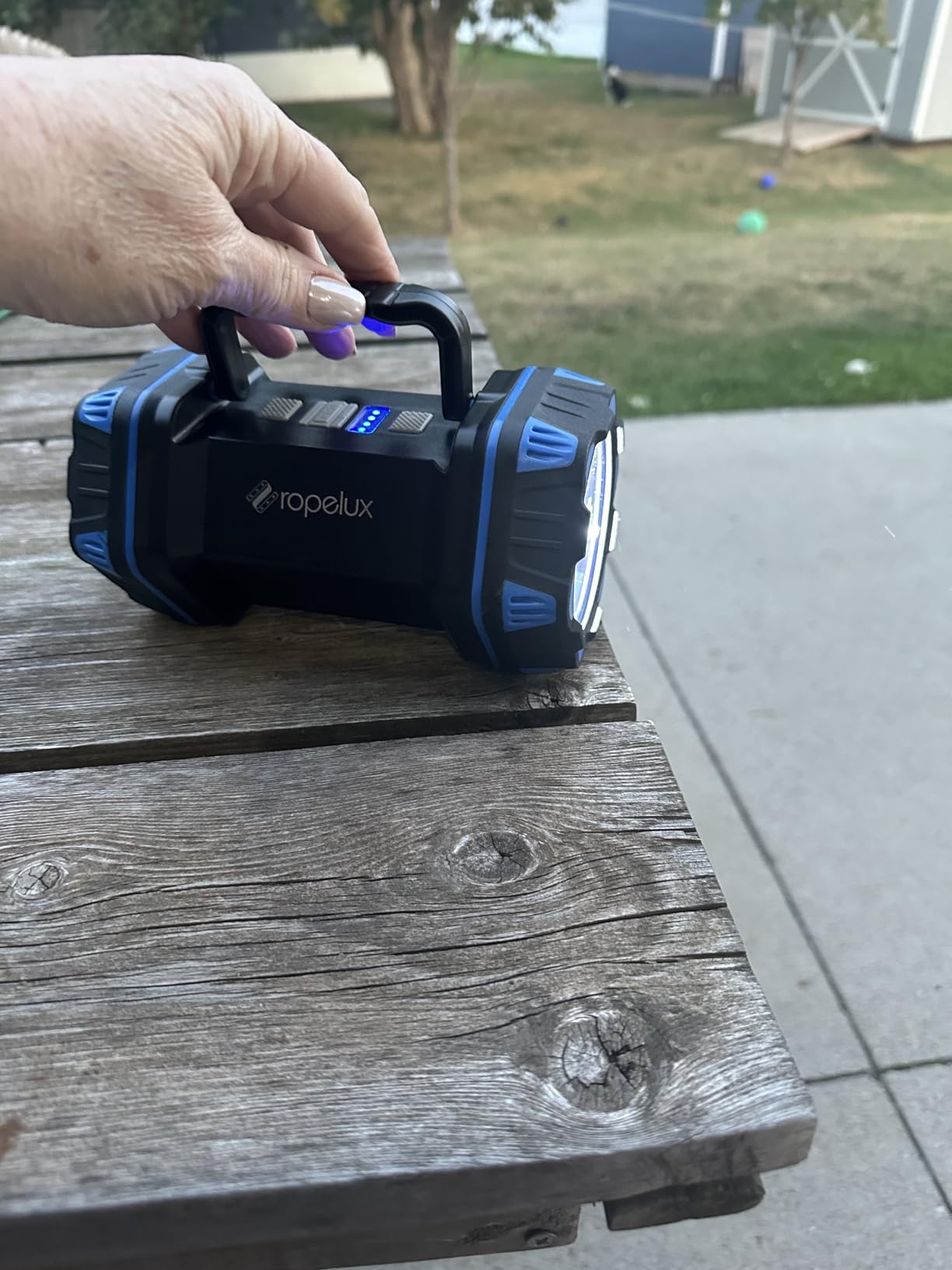Led Camping Lantern Rechargeable, Camping Flashlight 1500LM, 8 Light Modes, Camping Lights 4800 Capacity, Portable Bright Flash Light for Emergencies, Power Outages, Hurricane, Hiking (Blue 1PACK). customer photo 2