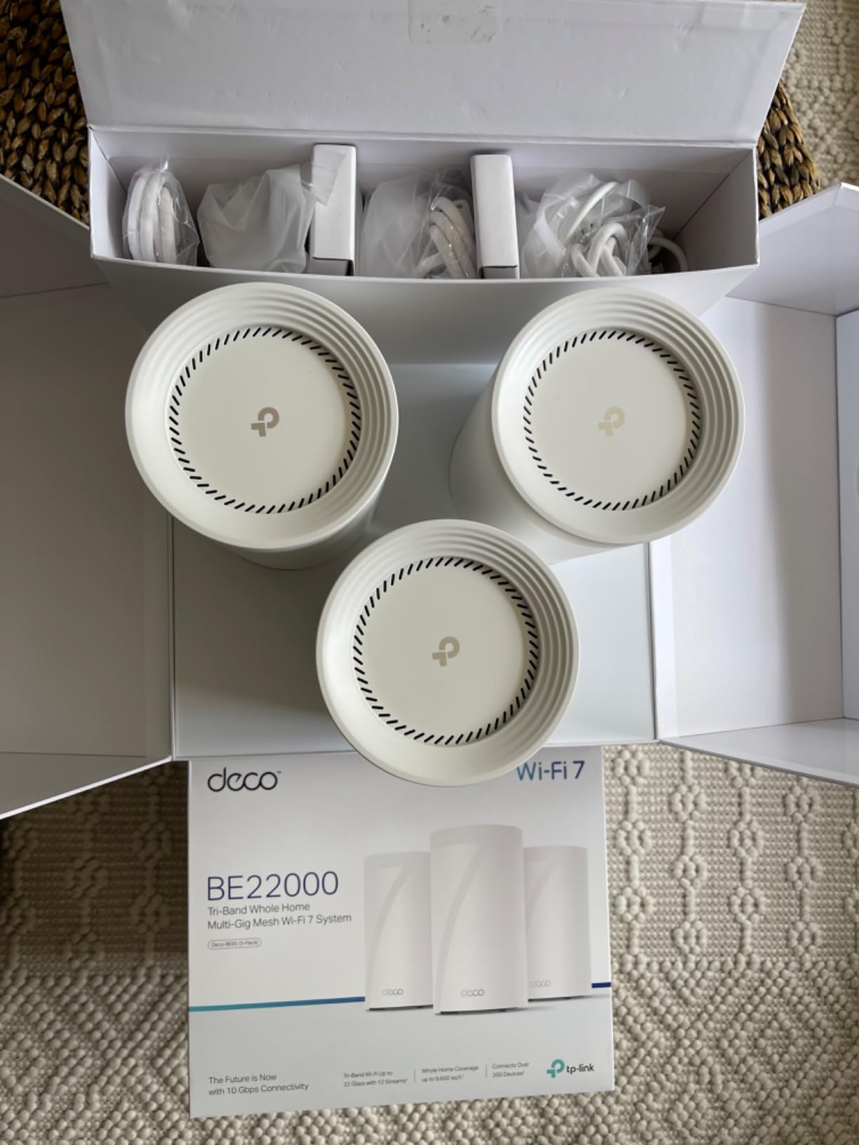 TP-Link Deco 7 Elite BE85 Tri-Band WiFi 7 BE22000 Whole Home Mesh System - 12-Stream 22 Gbps, 2X 10G + 2X 2.5G Ports, Wired Backhaul, 8X High-Gain Antennas, VPN, AI-Roaming, HomeShield (2-Pack) customer photo 2