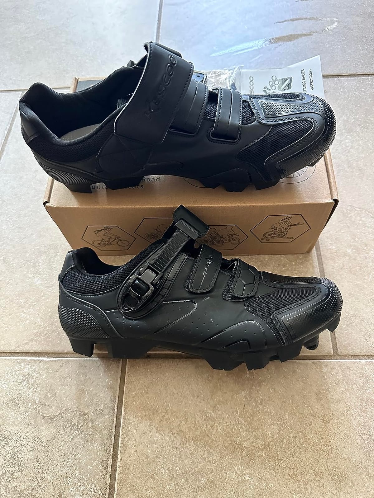 KESCOO Mens Mountain Bike Shoes with 2-Bolts SPD Cleats Cycling Shoes customer photo 2