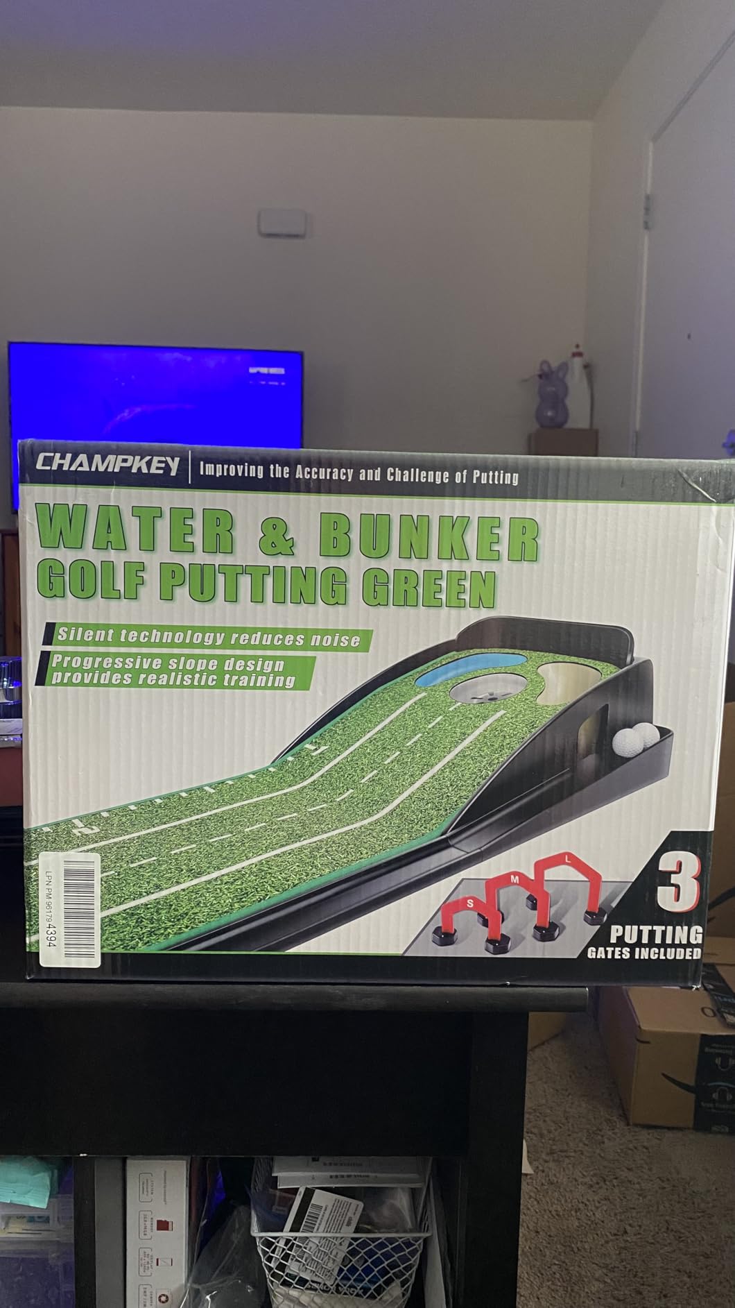 CHAMPKEY Water & Bunker Hazard Golf Putting Green Come with Gates and Mirror - Progressive Slope Tech and Noise Reduction Tech Golf Putting Mat customer photo 1