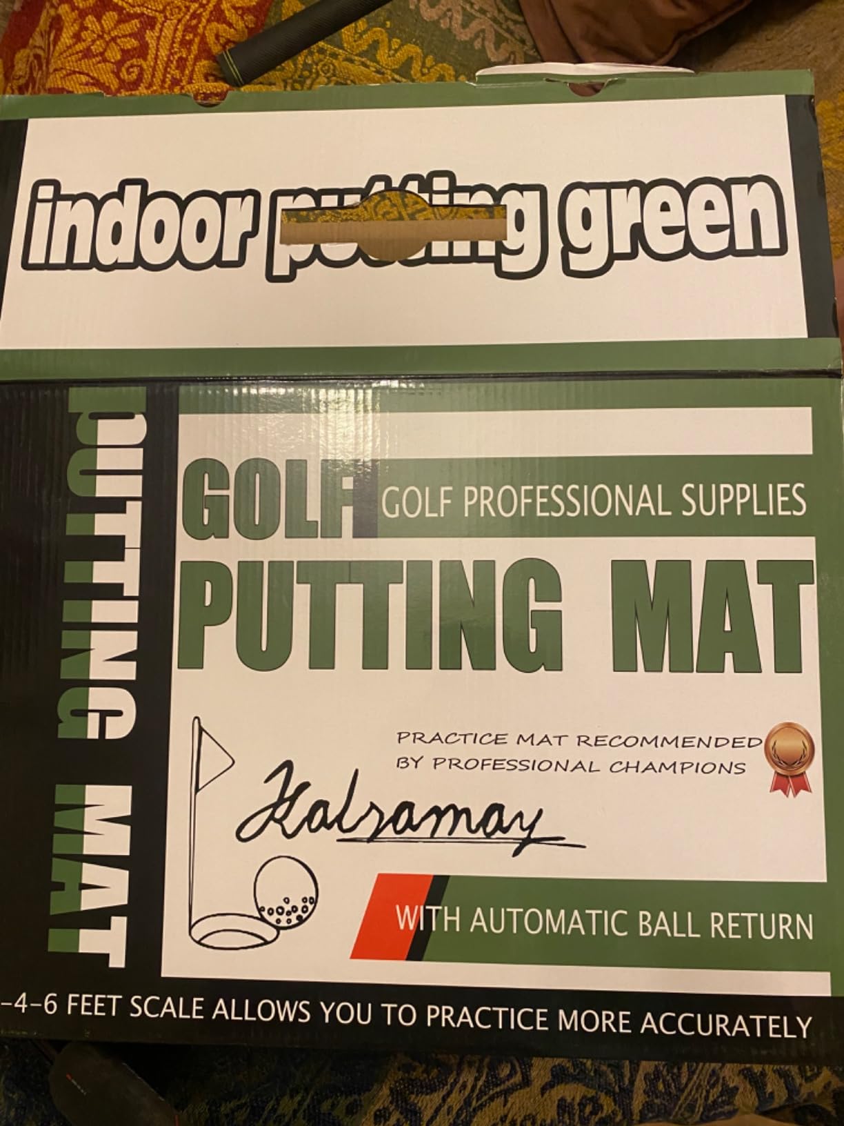 Kalramay Putting Green Indoor Golf Putting Mat – Easy to Assemble with Automatic Ball Return, Wrinkle-Free Close to Real Green Speed, Suitable for Office, Recreation Room, Patio customer photo 1