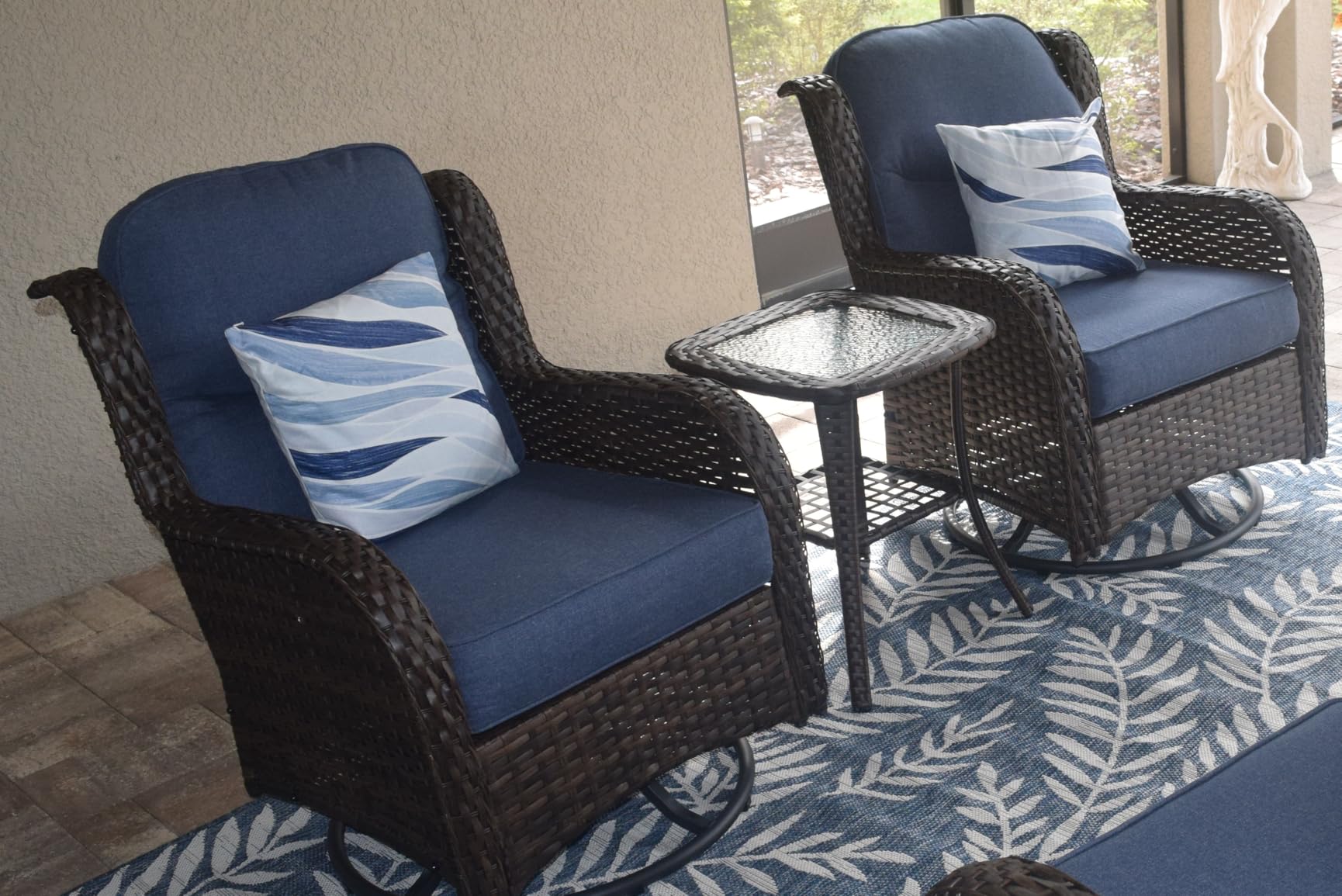 HILLGA Luxury Outdoor Swivel Rocker Patio Chairs of 2 with Side Table customer photo 2