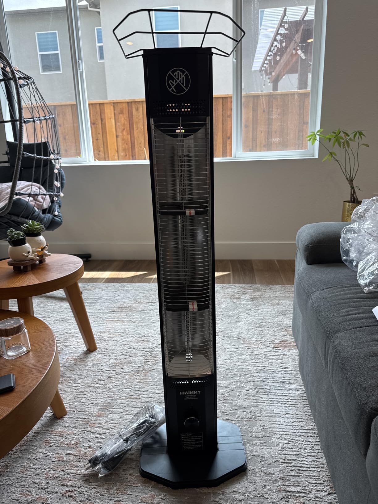 Outdoor Electric Patio Heater, 34-inch 1500W Infrared Tower Heater with Instant Heating, Tip-Over & Overheat Protection, IPX5 Waterproof Space Heater for Patio Garage Workshop Indoor & Outdoor Use customer photo 2