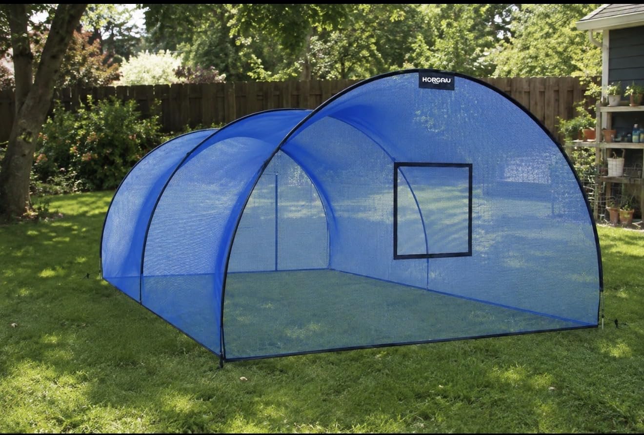 22ft x 12ft x 8ft Baseball Batting Cage, 5-Ply Blue Anti-Tear Netting, Zippered Pitching Machine Hole & Door, Batting Cages for Backyard customer photo 2